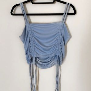 Ruched Crop Top with Tie Detailing